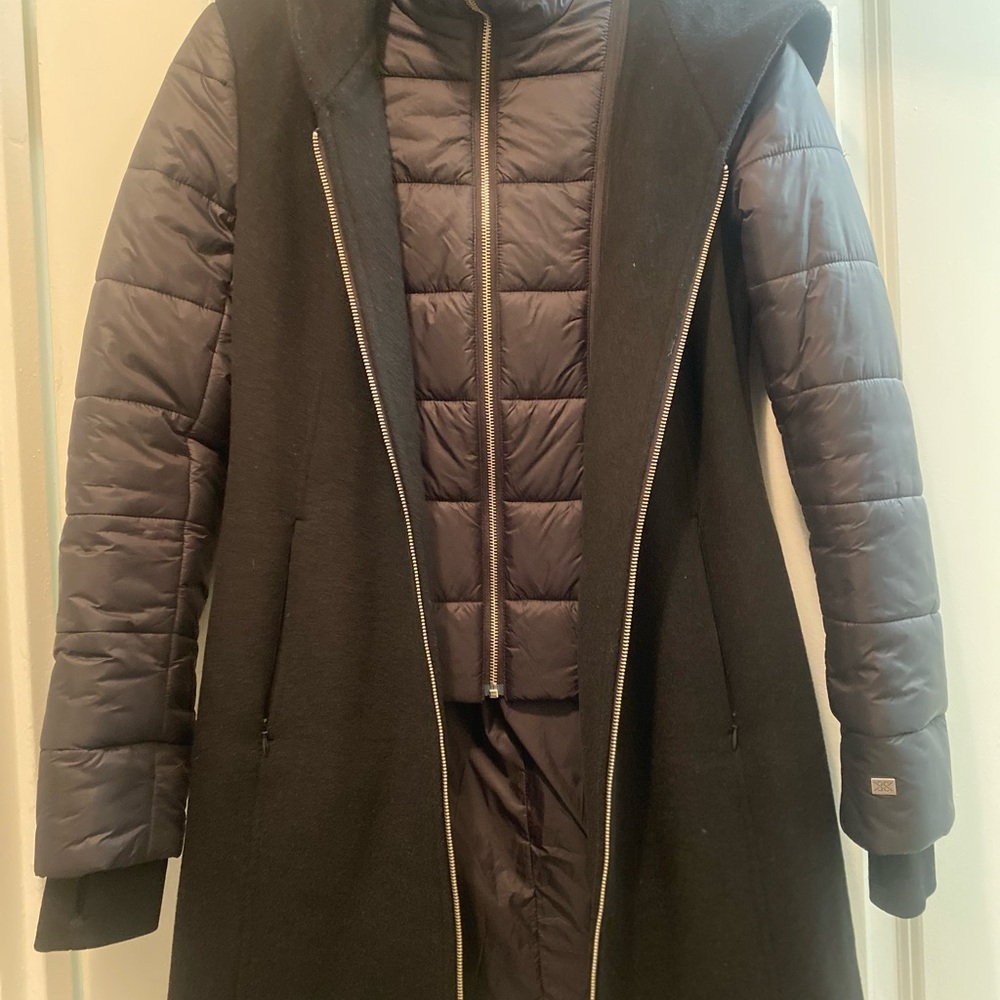 Soia & Kyo Black mixed wool and  Puffer Coat